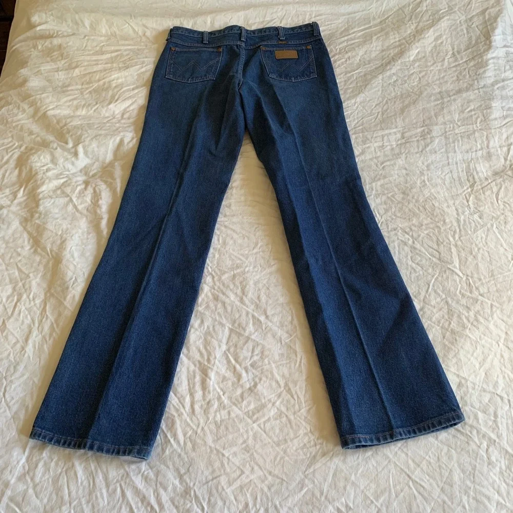 Wrangler 36x36 Jeans Blue Cowboy Cut Slim Fit 936DEN Made in USA Dark & Starched